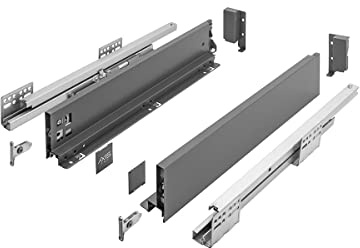 MS Beschläge Push to Open Schubladensystem Anthrazit Unterflurführung Schubkastensystem Vollauszug Schubladenauszug Schubladen-Set (Länge: 300mm, Höhe: 86mm)