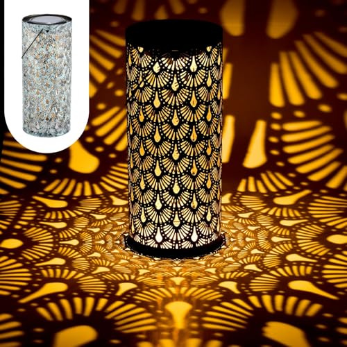 Orientalische Solarlaterne Fava handgefertigt aus Metall in Grün 30 cm
