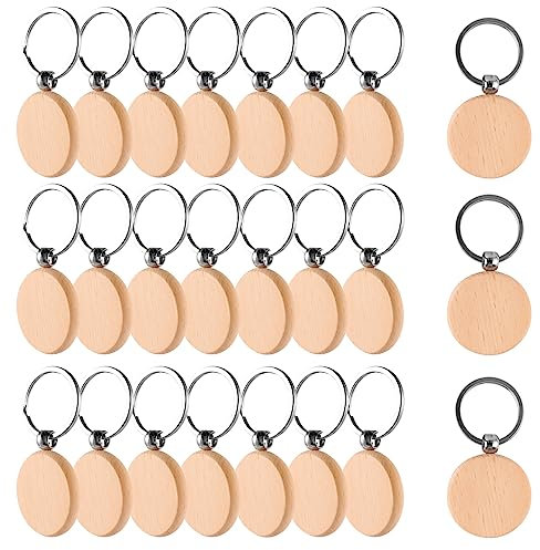 Schlüsselanhänger Holz, Wooden Schlüsselanhänger Blanko DIY Holzschlüsselanhänger, Schlüsselanhänger Holz Rohling für Malerei Basteln Dekorieren