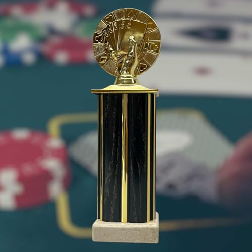 eberin · Poker Pokal · Skat Pokal · Doppelkopf Pokal · Rommee Pokal · Mau-Mau Pokal · Spieleabend · Kartenspiel auf Säule Holz/Gold · großer Poker Pokal mit oder ohne Gravur ·