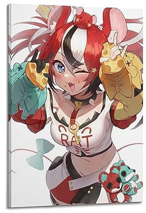 VZRSQZK Anime Hakos Baelz Hololive Charakter-Poster, dekoratives Gemälde, Leinwand, Wandposter und Kunstdruck, modernes Familienschlafzimmer-Dekor-Poster, 60 x 90 cm