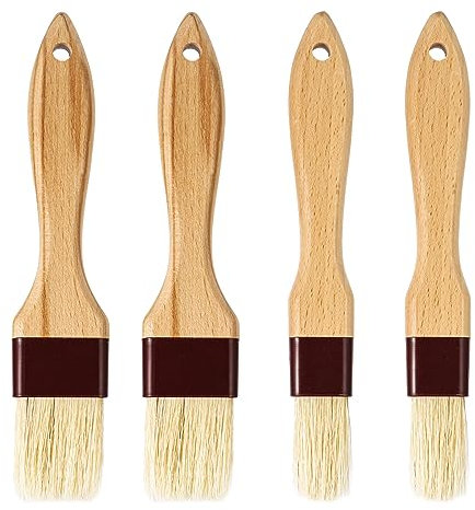 4pcs Pastry Basting Brushes, Oil Brush for Cooking Boar Bristle Brushes BBQ Brushes for Sauce Kitchen Brush Pastry Brush for Oil Egg Spread Marinade Sauce