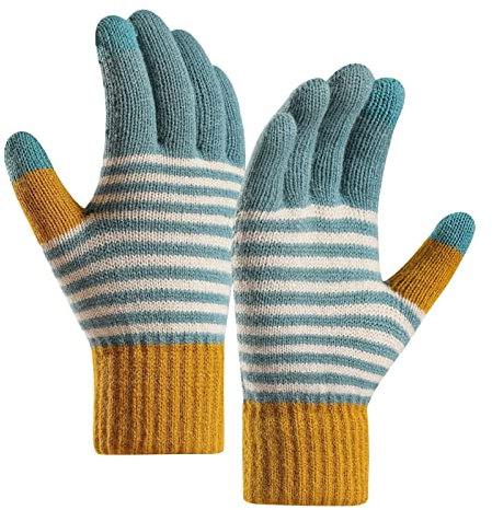 BIISDOST Ohrenwärmer Damen Set Kostüm Frauen-Winter-Bildschirm-Handschuhe Warme Strickhandschuhe Elastische Manschette Winter-SMS-Handschuhe Armstulpen Hautfarben Bauchtanz Kostüm Weiß (A, One Size)