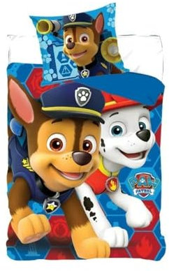 arlis Parure de Couette Pat Patrouille - 1 Housse de Couette 140x200 + 1 taie 63x63cm (Parure de lit Pat Patrouille- M) (Pat Patrouille Duvet Cover Set - B, 140 x 200 cm | 63 x 63 cm)