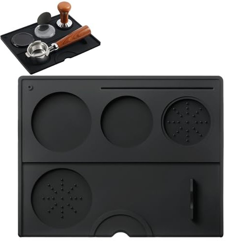HOTUT Tampermatte, Silikon Espresso Tamper, Tamping Matte rutschfest, Barista Zubehör mit Einkerbung, Ideales Siebträger Zubehör, Schützt & Optimiert Ihre Arbeitsfläche