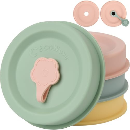ORIGINAL CREATOR - FlipFit™ Silicone Mason Jar Lids with Straw Hole - Dual-Fit Regular Mouth & Wide Mouth Mason Jars Ball, Kerr, Mainstays - Drinking Lids with Straw Hole - Plastic-Free