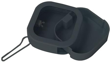 Luojuny Flexibles Silikon-Lanyard-Etui, kompaktes, sicheres Schmuckkästchen, drehbar mit transparentem Fenster, tragbares Hängeseil, Haargummi-Organizer, Reise-Qtip-Halter Schwarz