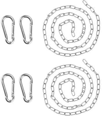 lohill 2 stücke Edelstahl Ketten mit 4 Kettenglied Karabiner, Stahlkette, Rundstahlkette, Metall Ketten, Hängesessel Kette, Gliederkette mit Karabiner (1 Meter)