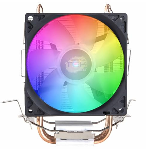 SIMPLETEK - Dissipatore CPU Compatibile con Socket LGA 775 115X 1150 1151 1155 1156 1200 FM2 FM2+ AM3 | RGB Led 92 x 65 x 129mm Gaming Assemblato