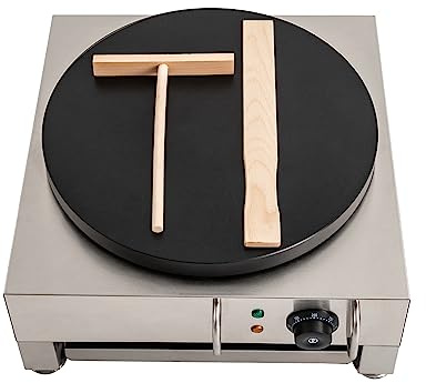 LKHDONG Elektrische Crepes Maker 45cm – Profi Crepesgerät mit Antihaftbeschichtung und Zubehör – 16 Zoll Crepesplatte mit hölzernem Spreizer – Crepespfanne für Gastronomie und Gewerbe 2.8KW