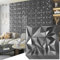 Art3d 33-Pack 3D Wall Panels for Interior Decor, Diamond Textured Feature Wall Paneling for Gaming Living Room TV Background Accent - 12 x 12 Inch Silver