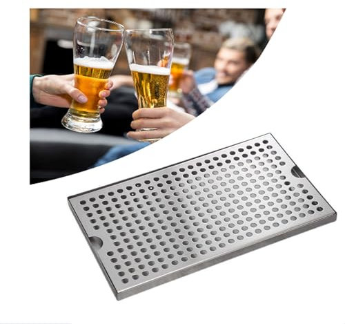 NJDQFA Abnehmbarer Metall Bierabtropfschale,Bierspender Abtropfgitter Tropfblech,Abtropfschale Aus Edelstahl Für Küche Bars Café,Metallisch,30cm