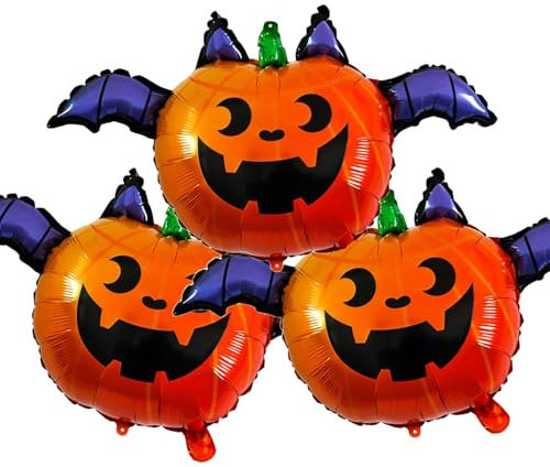 Kürbis Ballon, 3pcs Halloween Folienballon, Fledermaus Ballon, Halloween Deko Ballon, Halloween Luftballons Set, Party Deko Halloween, Partydekorationen für Halloween, Ostern, Karneval