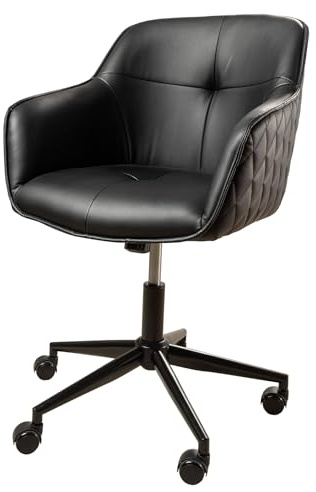 Bürostuhl EUPHORIA - 90cm - schwarz - Kunstleder drehbar höhenverstellbar | Armlehne, Rundumbezug, Ziersteppung, hoher Komfort, bequeme Polsterung, pflegeleicht, Leichtlaufrollen, Metallgestell