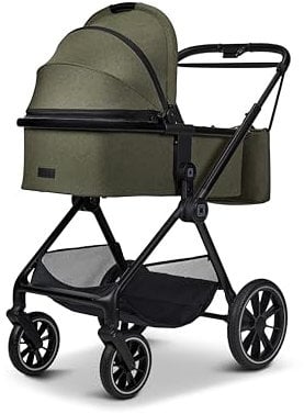 MOON CLICC Moss/Melange, with Tub and Sports Car Seat, up to 22 kg, Foldable with Sports Seat, Including Changing Bag, Footmuff, Rain Cover and Adapter, Collection 2025