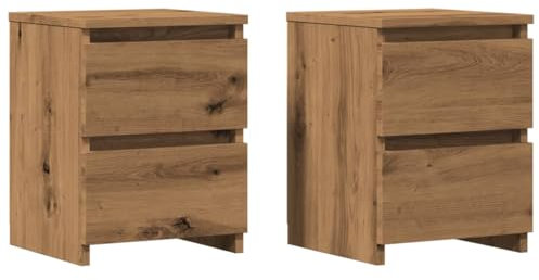 vidaXL Tables de Chevet 2 pcs chêne Artisanal Bois d'ingénierie, Armoire de Chevet, Armoire latérale, Table de Nuit, Armoire