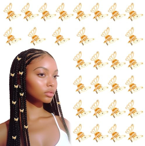 Ouligay 30 horquillas pequeñas doradas mini mariposas, pinzas para el pelo, pequeñas pinzas para el pelo, pinzas para el pelo con mariposa, pinzas pequeñas de metal, accesorios para el pelo dorados