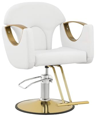 Physa Hairdressing Chair with Footrest, Height-Adjustable 53-64 cm, 180 kg, White, Contemporary Style, Stainless Steel, Ergonomic, Adjustable Height