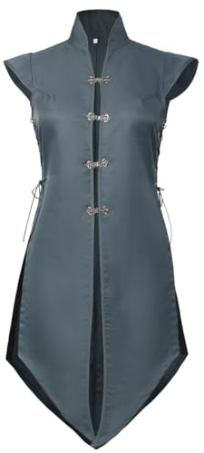 UniqKaliber Mittelalterliche Renaissance-Weste für Damen, Wikinger, ärmellos, lange Jacke, Vintage, Frack Jacke