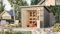 CHILLROI® Karibu Gartenhaus Kano in 4 Größen optional mit Anbaudach, nordische Fichte, 14 mm Wandstärke, Pultdach mit Dachplatte, vorvergraut, lichtdurchflutet & wetterfest (Größe XL)