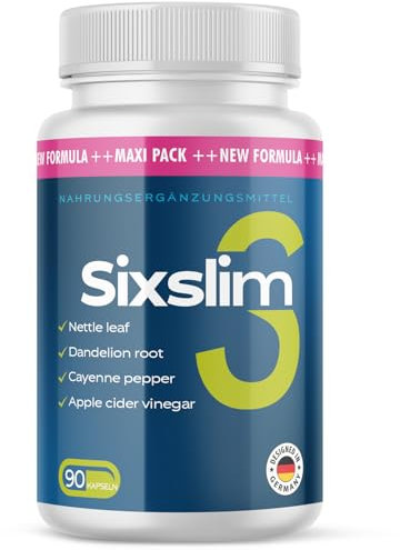 Sixslim Kapseln - Kombination hochwertiger Zutaten, wie Brennnessel, Löwenzahn oder Apfelessig - 90 Kapseln 1x