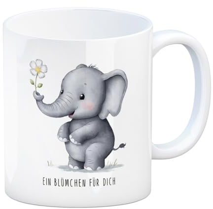 Grauer Elefant - Blümchen für dich Kaffeebecher Lustige Tasse mit Elefantenspruch für Kaffee- und Teeliebhaber