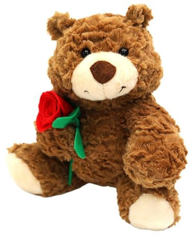 Bear Holding - Stuffed Animal Bear with Rose, Plush | Ensure a Delicate Touch of St, Mother's Day, Birthday and Special Festival Occasions 24cm/9.45