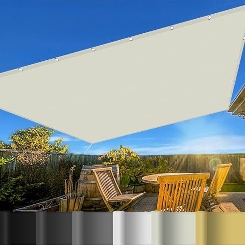 Rechteck Sonnensegel 5 x 10 m 90-95% Shading Rate Pergola Sonnenschutz Reißfest für Balkon Terrasse Garten, cremefarben