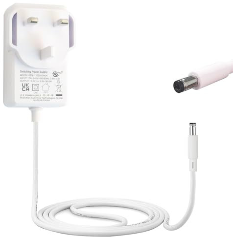 Wirafix 12V 3A Power Supply Adapter, AC/DC Adapter 100-240V 50/60Hz with 1.2 M Cable, 5.5mm x 2.1mm Openreach Power Cable for LED Strips/Security Camera Monitor/Wireless Routers/WIFI IP/Audio, White