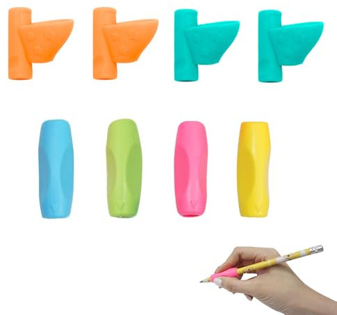 SYHSYC 8 Pezzi Impugnatura Matita Bambini，Matite Ausiliaria Scrittura Ergonomico, Strumento di Correzione Della Postura per un'Impostazione Corretta della Scrittura Imparare a Scrivere