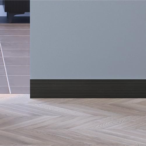 Porte Italiane, Battiscopa Filomuro in Legno da 7 cm per Profilo in Alluminio, HDF Resistente all'Acqua, Rovere Grigio