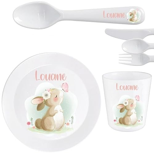 Générique Gobelet en Plastique pour Enfants | Gobelet Personnalisé avec Nom |Verre Plastique Incassable Personnalisé (Lapin)