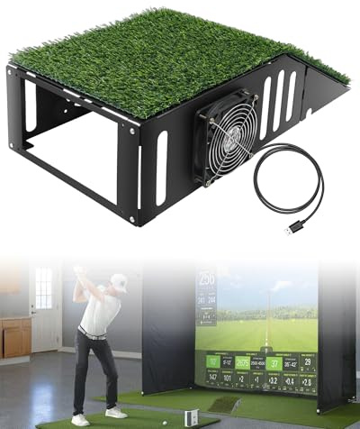 Golf Simulator Projector Cover Enclosure, Floor Outdoor Mounted Enclosure, With Cooling Fan and Artificial Turf to Better Protect The Golf Simulation Projector