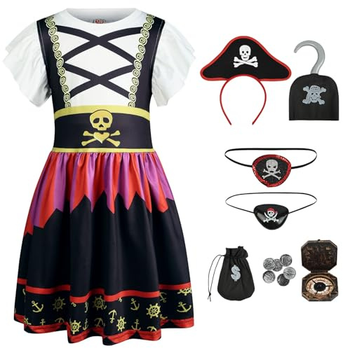 AUYAO Piratenkostüm-Set Kinder 7PC Piratenkostüm Mädchen Piraten (A-120)