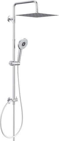 YEAUPE PRO Juego de Ducha con Filtro, Acero Inoxidable, 10 Pulgadas | Ducha Lluvia y Ducha de Mano Cromada Blanca, 2 Filtros de Repuesto, Manguera de PVC de 1,6 m, Soporte de Altura Ajustable