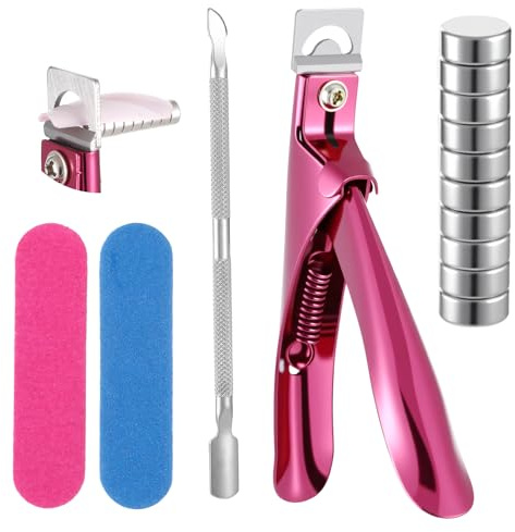 TIESOME Acryl Nagelknipser Gelnägel, Metall Gelnägelclipper für Kunstnägel | Nagelknipser mit 10pcs Magnete 2pcs Nagelfeile 1pc Stahl Push für Gelnägel Acrylnägel Fingernägel Falsche Nägel
