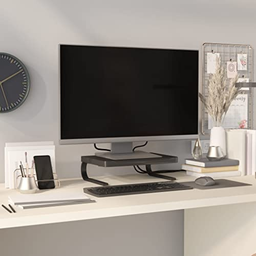 WDGJJFECNMUEHI Monitorständer Schwarz 37x28x11,5 cm, Schreibtisch Organizer mit Stauraum, ergonomischer Höhenversteller für Bildschirm, PC, Laptop, Gaming, Homeoffice, aus stabilem Metall und HIPS
