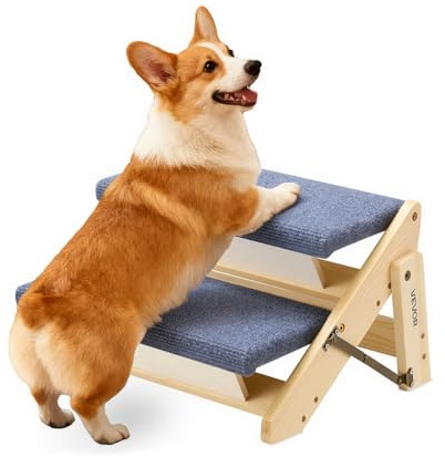 VEVOR Scale per Animali Domestici in Legno con 2 Gradini per Letti Alti, Divani e Auto, Capacità di Carico di 50 kg, Design Piatto, Scaletta Stabile per Cani e Gatti di Piccola, Media, Grande Taglia