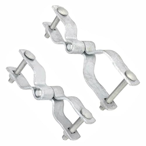 2 Stück robuste verzinkte Stahl-Kettenglieder, 32 mm x 32 mm, Kettenglieder, Zaun, Torpfosten, Scharnier-Sets für Zaun