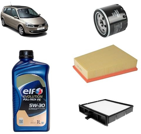 Kit tagliando 3 filtri + 5L olio 5W-30 Tech FE compatibile con Renault grand scenic ii 1.5 DCI Gasolio 2004-2009