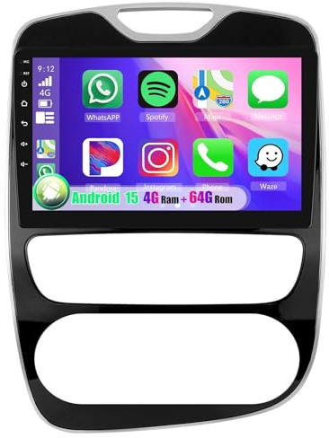 Android 15 Autoradio per Renault Clio 4 2012-2019 con Carplay Android Auto, 9 pollici HD TouchScreen Schermo Navigatore con Bluetooth WiFi GPS Schermo diviso(8+128GB 8Core)