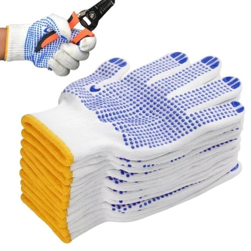 Guanti da Lavoro 5 Paia di Muffole Antiscivolo e Traspiranti per Cantiere | Guanti da Costruzione Per attività di meccanica, automobilistica, elettrica, giardinaggio, cortile, pesca, all'ape