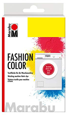 Marabu 17400023031 - Fashion Color kirschrot, Textilfarbe zum Färben in der Waschmaschine, kochecht, für Baumwolle, Leinen und Mischgewebe, 30 g Farbstoff und 60 g Reaktionsmittel