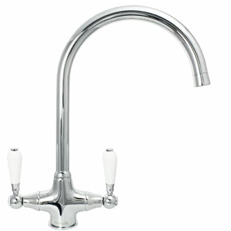 Reginox Elbe Chrome Traditional Twin Lever Kitchen Sink Mixer Tap