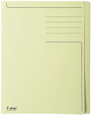 Exacompta 441005E 100er Pack Aktendeckel Forever mit Beschriftungsfeld aus Recycling Karton 280g für DIN A4 gelb Sammelmappe Dokumentenmappe ideal für Büro und Schule