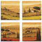 ARTLAND Wanddeko Leinwand Bilder Set 4tlg. je 40x40 cm Quadratisch Wandbilder Landschaft Italien Malerei Ocker Rapsfeld Mohnfeld Toskana K2QN