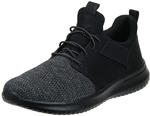 Skechers Herren Delson Camben Sneaker, Black Mesh W Synthetic, 42 EU