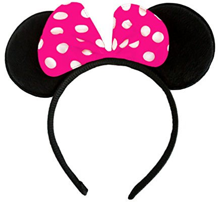 Oblique-Unique® Haarreifen mit Maus Ohren und Schleife in Pink Weiss