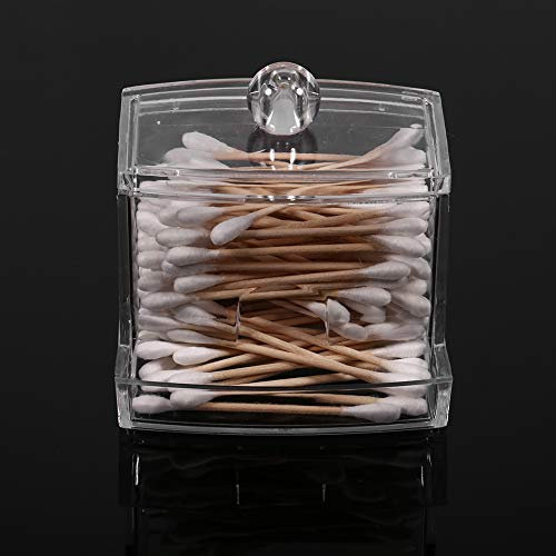Contenitore di Acrilico Batuffolo di Cotone Organizzatore con Coperchio per Batuffoli e Bastoncini di Cotone Dispenser di Cotone Scatola Portaoggetti Pratico Supporto Cosmetici Supporto Trasparente