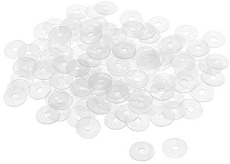 sourcing map Nylon Planas Arandelas M4 17mm DE 4mm DI 1mm Grosor Sellado Junta para Grifo Tubería Agua Manguera, Transparente, Paquete De 100